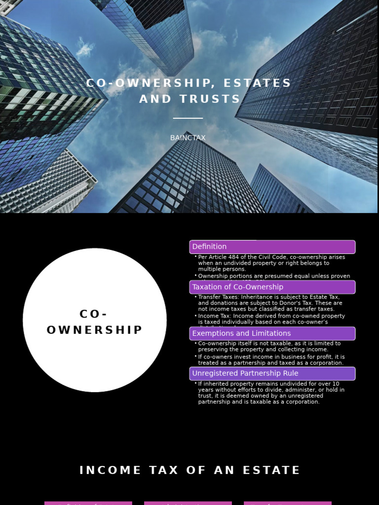 Bainctax - Co-Ownership, Estates and Trusts | PDF | Tax Deduction | Taxes