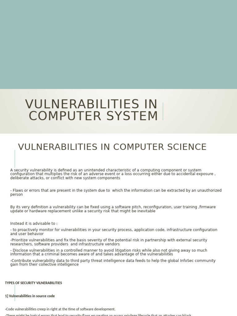 Vulnerabilities in Computer System | PDF | Security | Computer Security