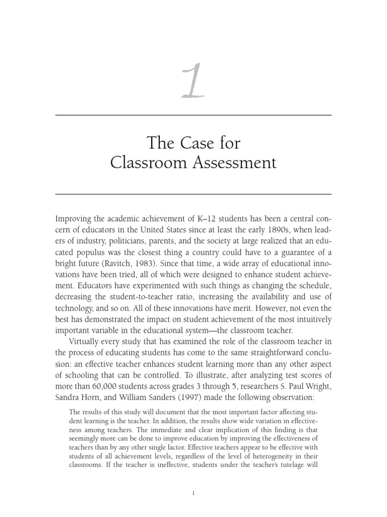 Impact of Classroom Assessment on K-12 Achievement | PDF | Learning ...
