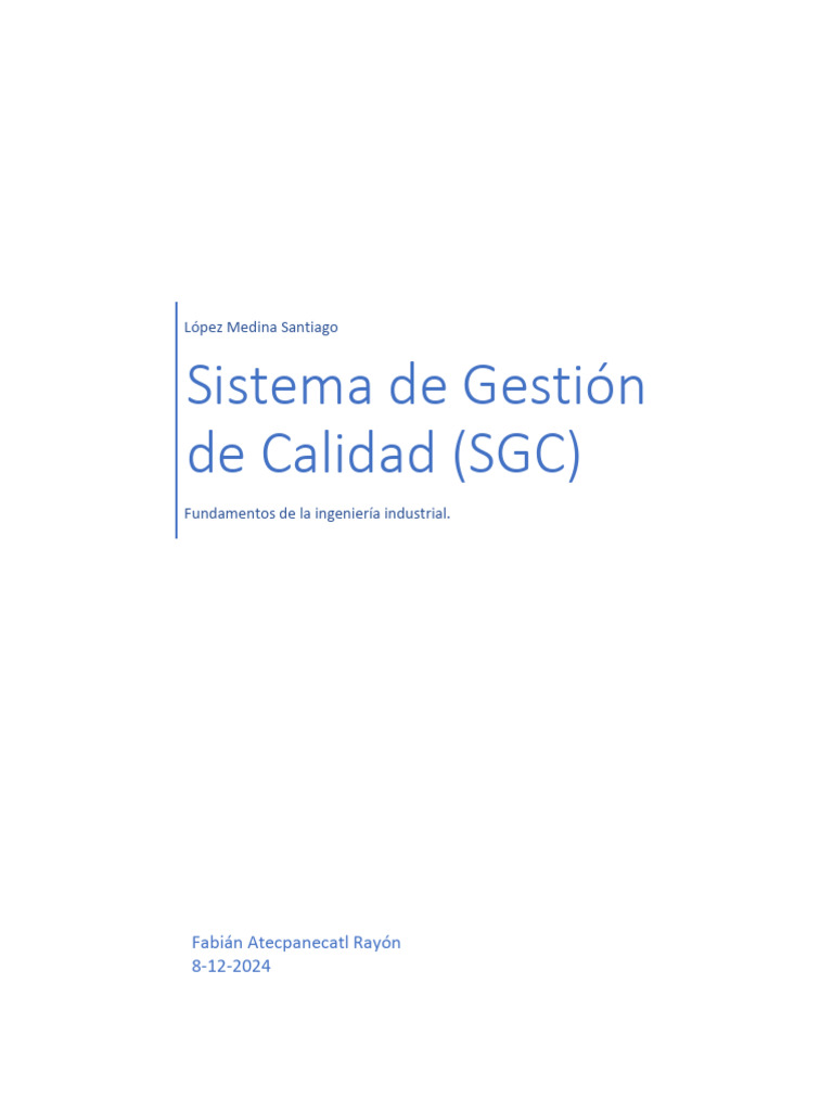 Sistema de Gestion de La Calidad - SGC | PDF