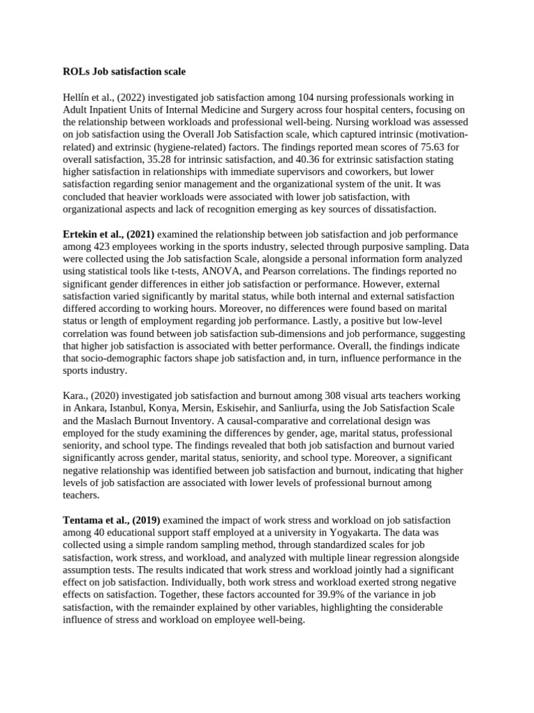 Job Satisfaction Scale Analysis and Findings | PDF | Job Satisfaction ...