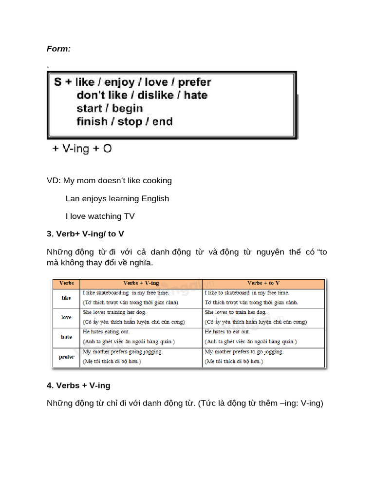 English Verbs: V-ing and To V Usage Guide | PDF