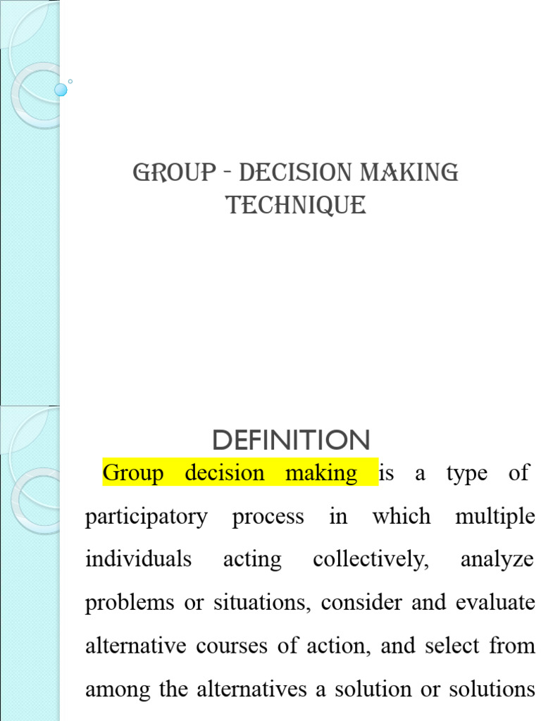 Group Decision Making Techniques | PDF | Decision Making | Group ...