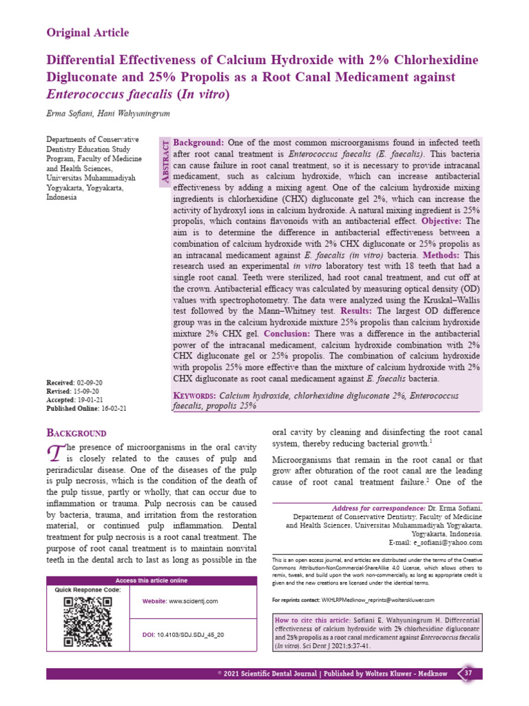 Differential Effectiveness of Calcium Hydroxide.7 | PDF | Bacteria ...