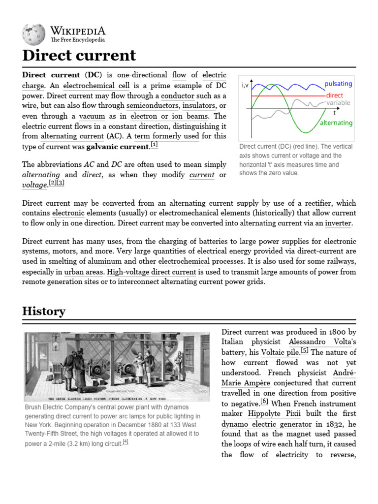 Direct Current - Wikipedia | PDF | Direct Current | Electrical Network