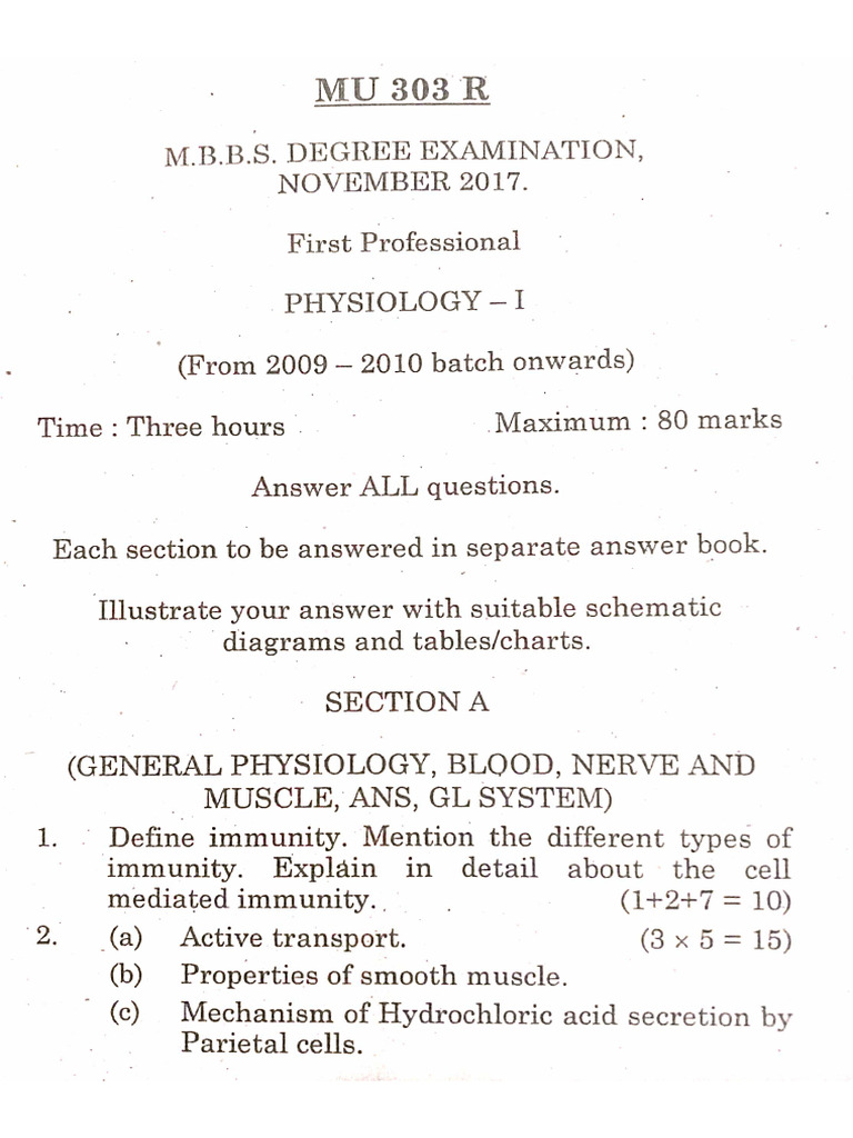 Physiology PYQ | PDF