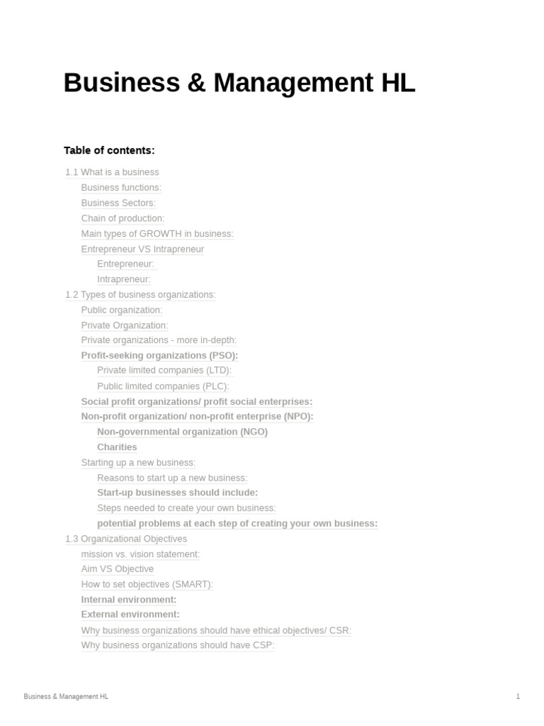 REVISED Business & Management Notes | PDF | Nonprofit Organization ...
