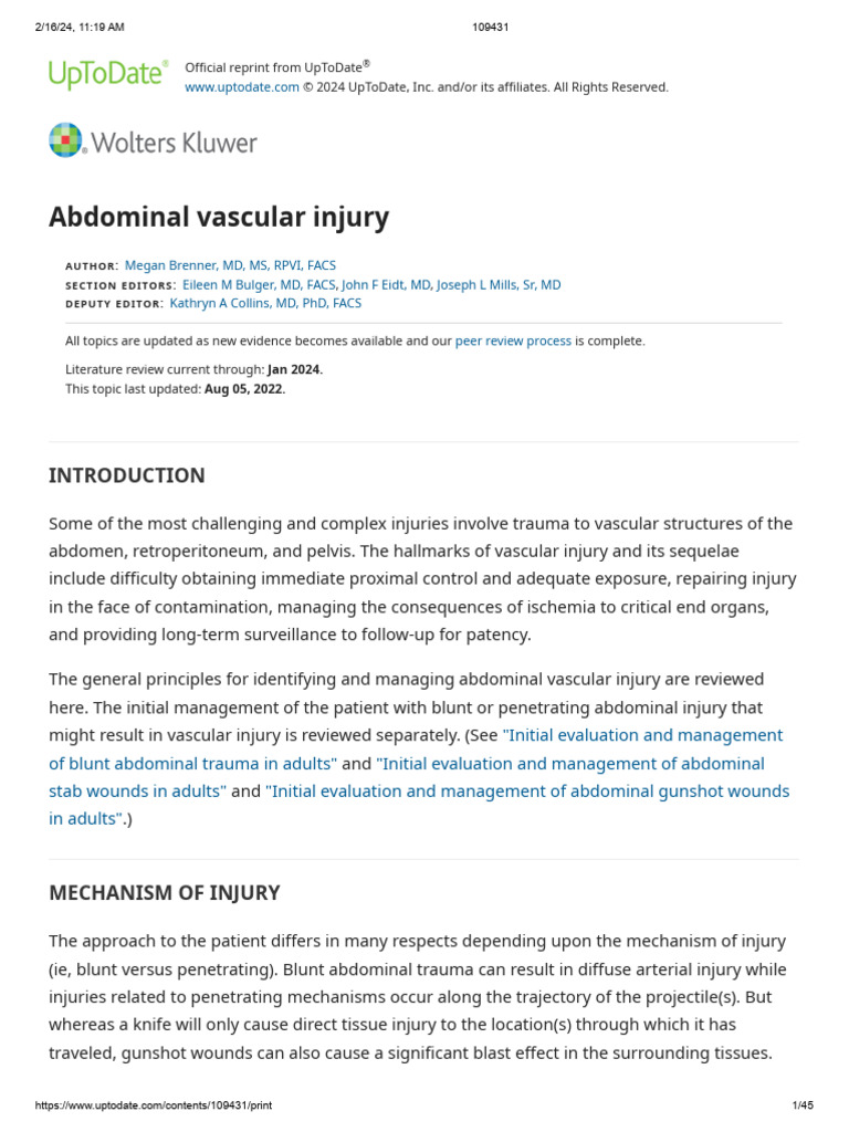 Abdominal Vascular Injury | PDF | Medical Specialties | Traumatology