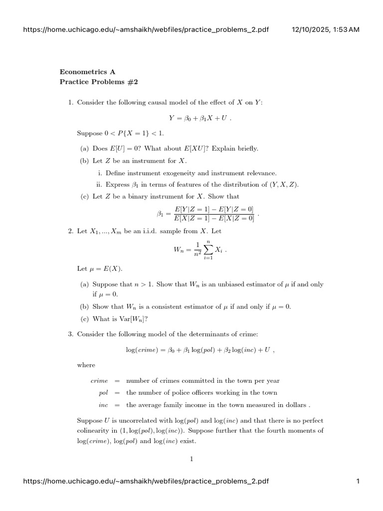 Https-:Home - Uchicago.edu: Amshaikh:Webfiles:Practice Problems 2 PDF ...