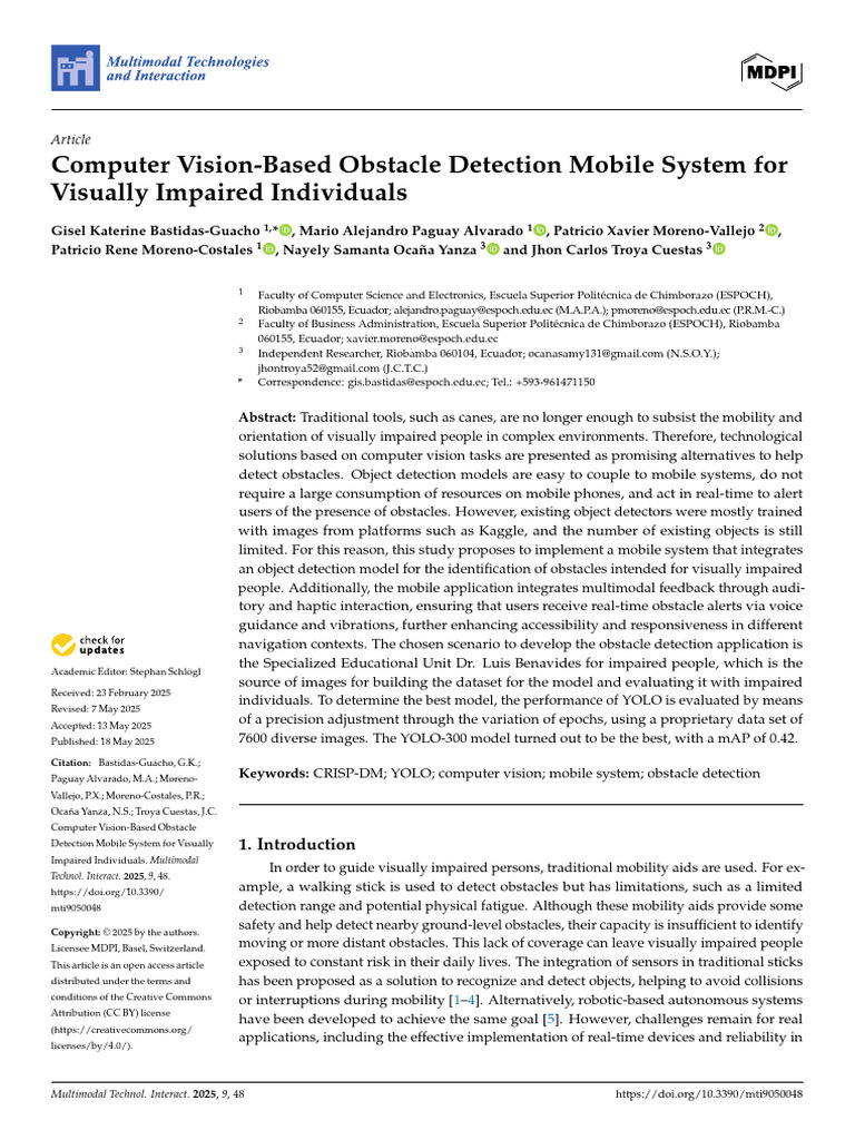 Mobile Obstacle Detection for Visually Impaired | PDF | Human–Computer ...
