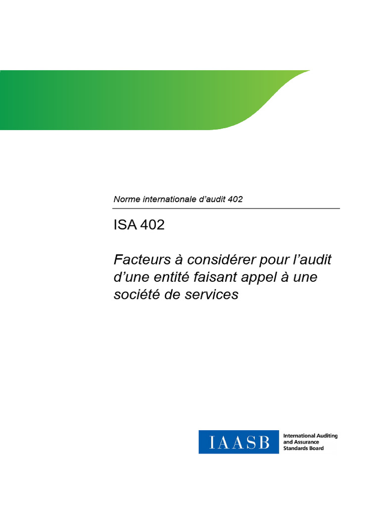 Audit selon la norme ISA 402 | PDF | Audit | Comptabilité