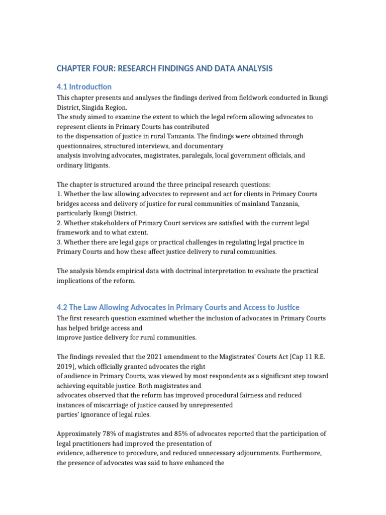 Chapter Four Research Findings and Data Analysis-1 | PDF | Legal Aid ...