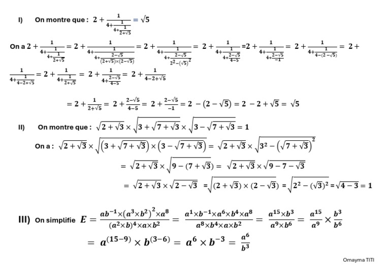 Mathematical Simplifications and Proofs | PDF