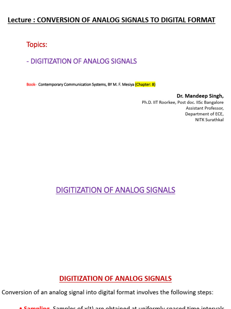 Digitizing Analog Signals Explained | PDF | Signal Processing ...