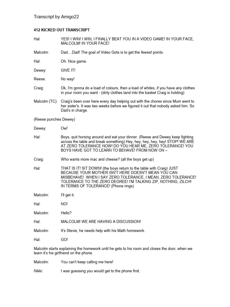 4x12 Kicked Out Transcript Mitmvc | PDF