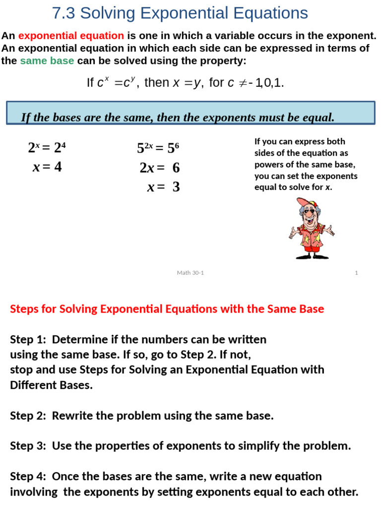 Solving Exponential Equations by Base | PDF | Equations | Exponentiation