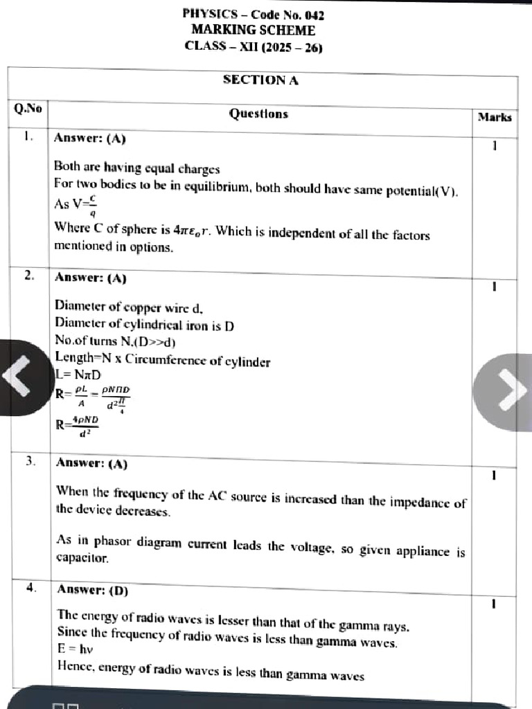 12th Physics 2025 26 Sample MS | PDF