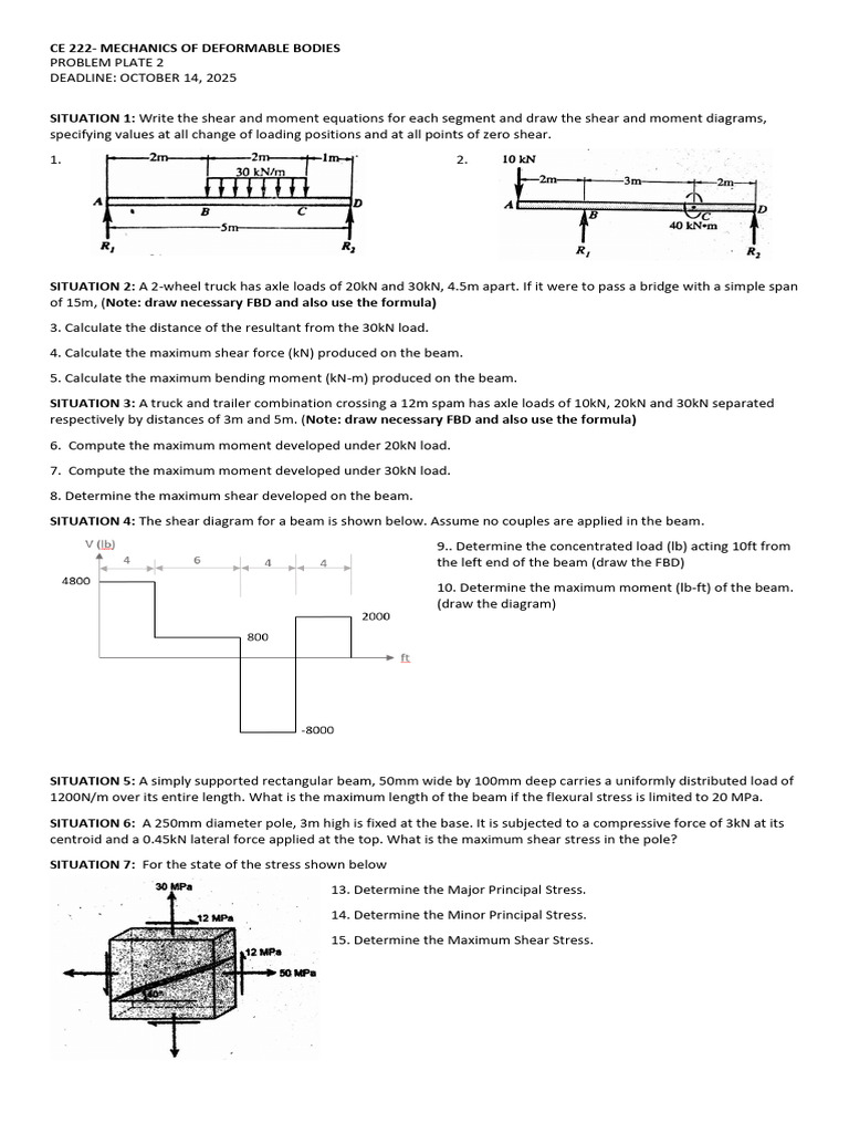 Mechanics of Deformable Bodies Problems | PDF