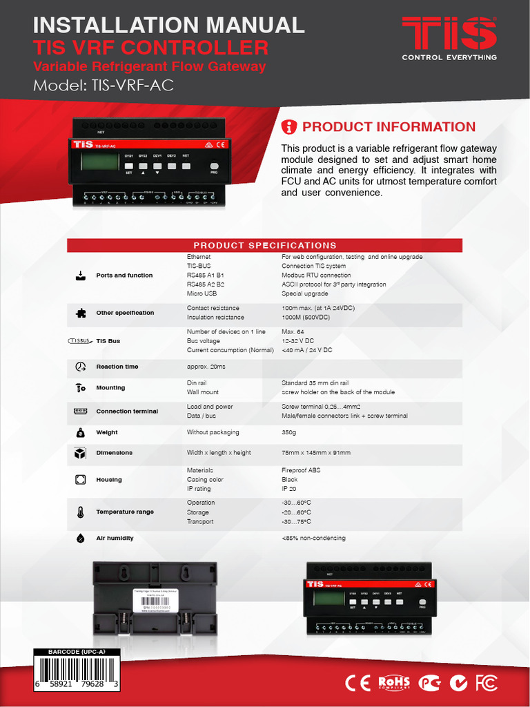 TIS VRF Gateway Module Installation Guide | PDF | Manufactured Goods ...