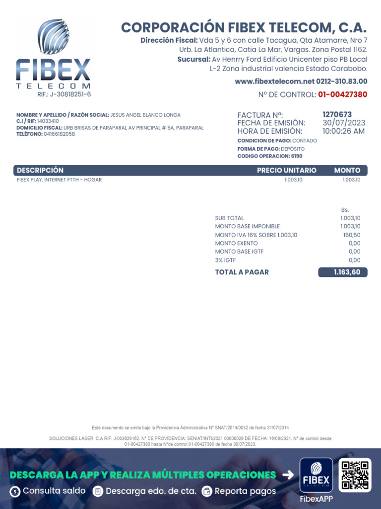 Factura FIBEX | PDF