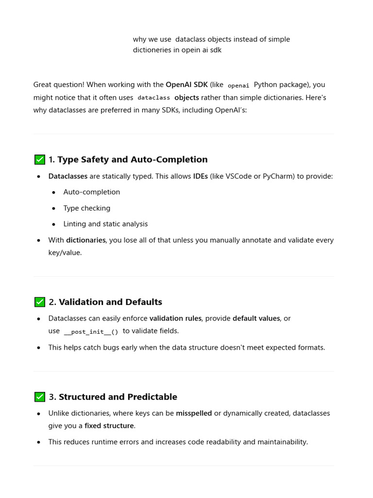 Dataclass Vs Dictionary in SDK | PDF | Class (Computer Programming ...