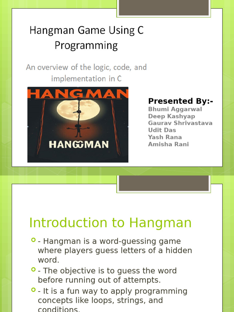 Hangman Game in C: Programming Guide | PDF