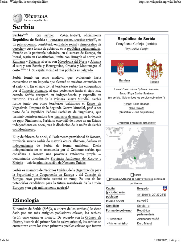 Información sobre la República de Serbia | PDF | Serbia | Serbios