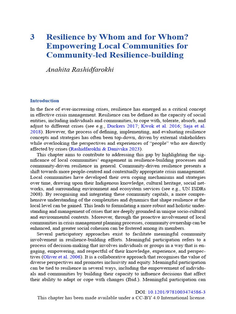 Resilience by Whom and For Whom Empowering Local C | PDF ...