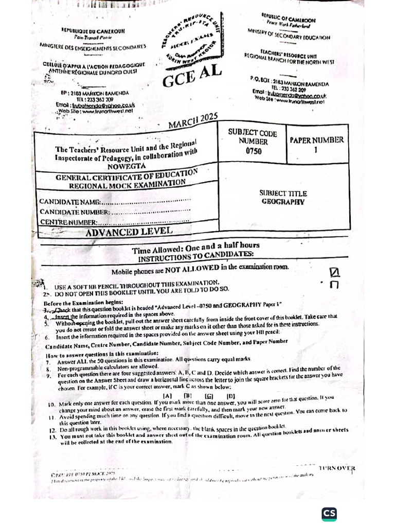 AL Geo 1 NW 2025 | PDF