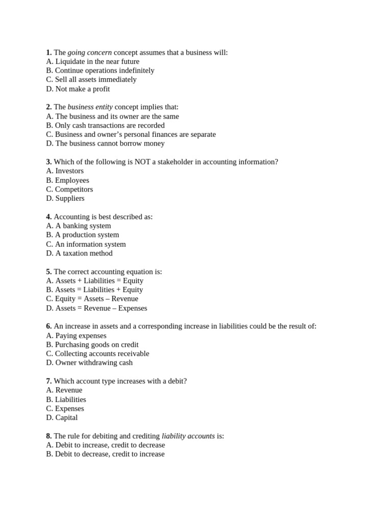 MCQs of Financial Accounting | PDF | Debits And Credits | Revenue