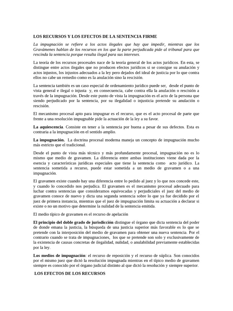 Recursos y Efectos de la Sentencia Firme | PDF | Apelación | Sentencia ...