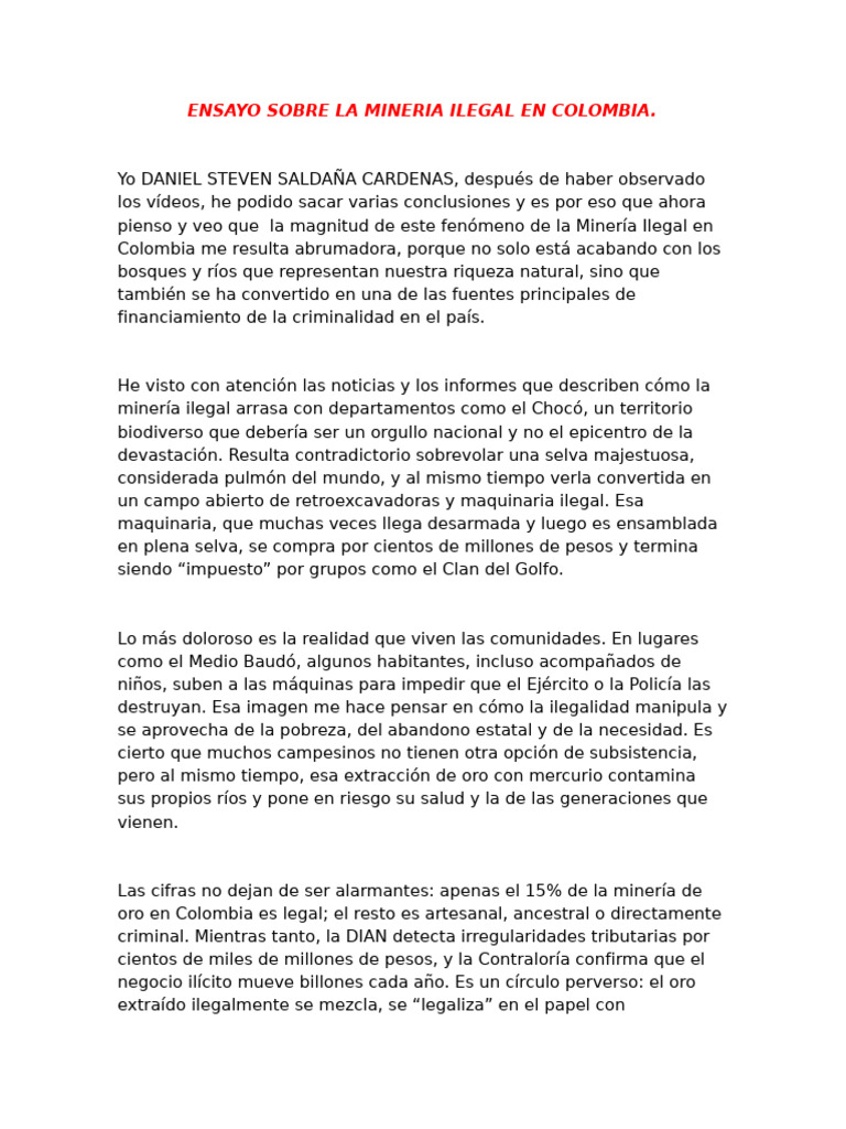Impacto de la Minería Ilegal en Colombia | PDF | Minería