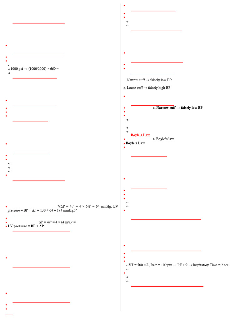 Anesthesia Equipment, Physics, and Clinical Applications MCQs | PDF |  Reynolds Number