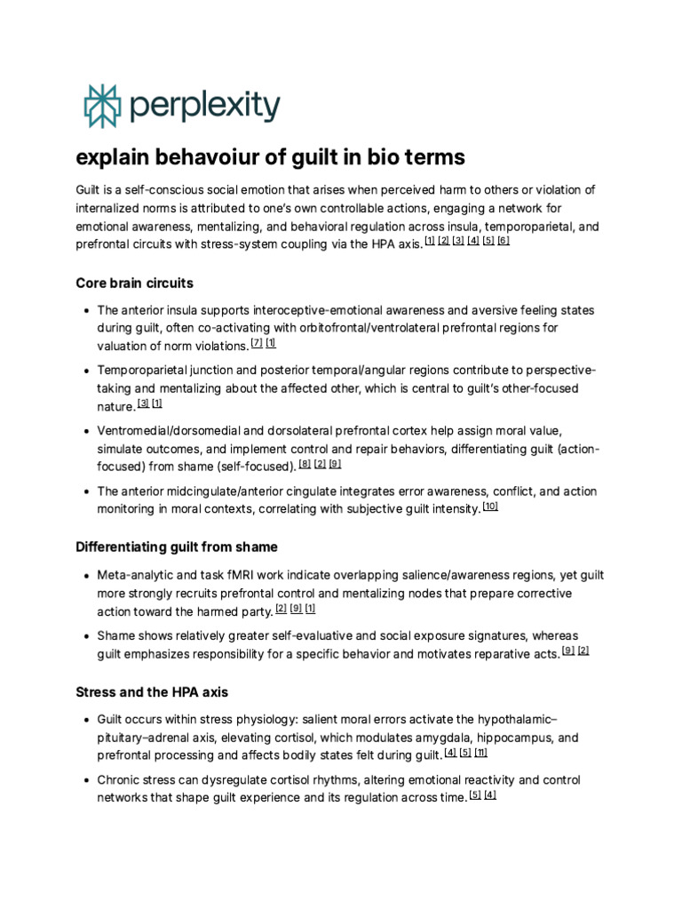 Explain Behavoiur of Guilt in Bio Terms | PDF | Hypothalamic–Pituitary ...