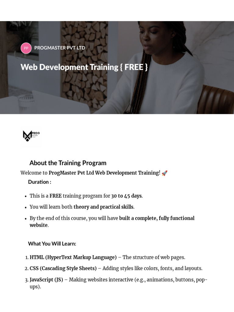 Free Web Development Training Program | PDF | World Wide Web | Internet ...