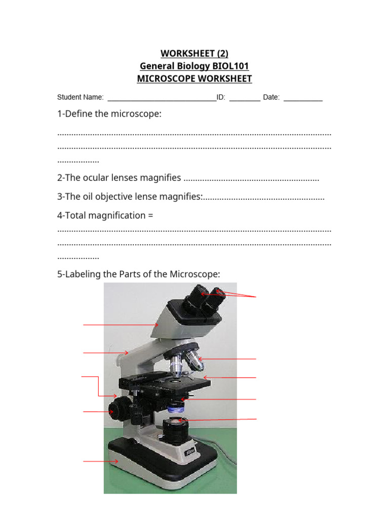 Microscope Worksheet2 - Tagged | PDF