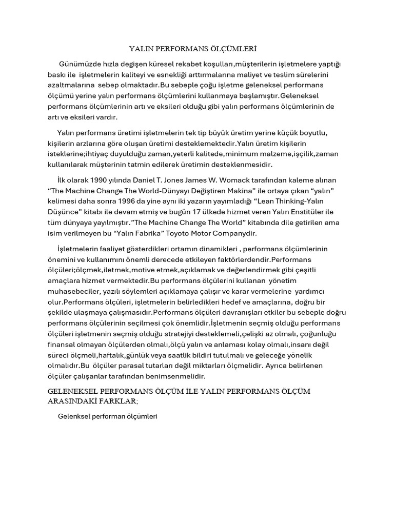 Yalin Performans Ölçümleri | PDF
