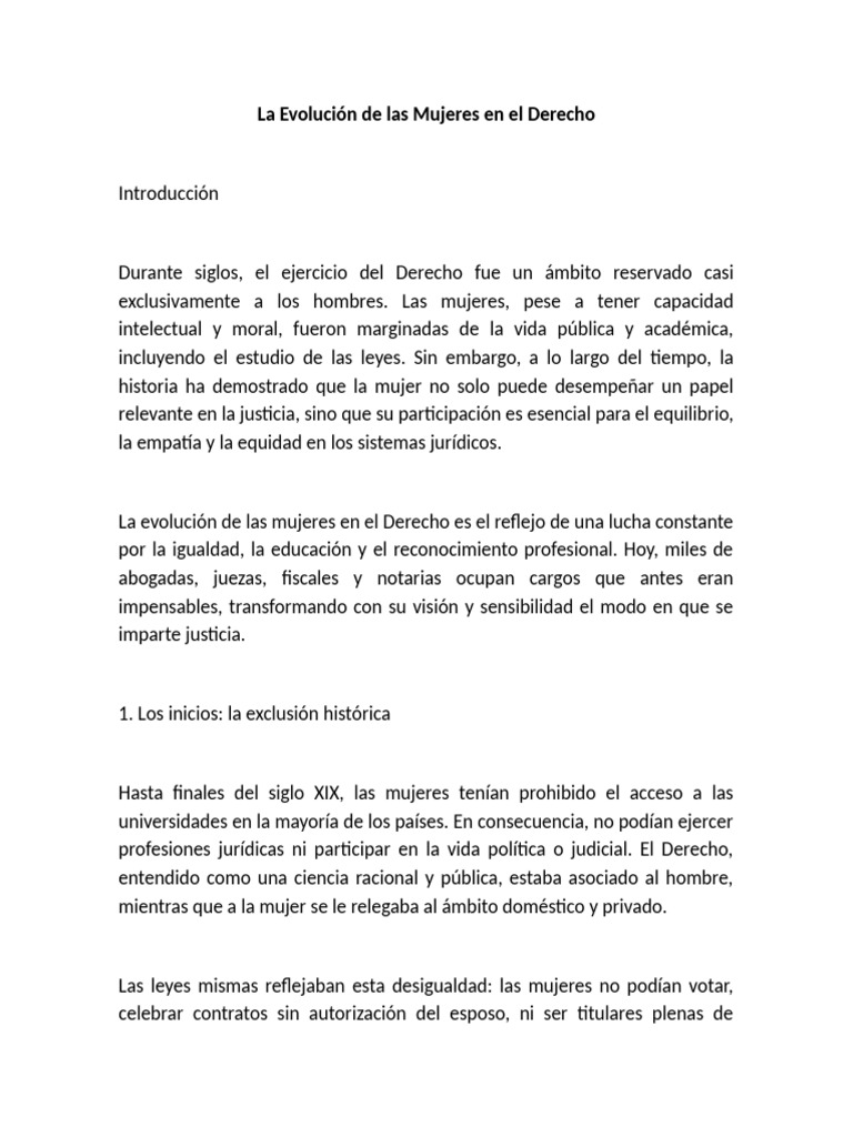 Mujeres en el Derecho: Evolución y Aportes | PDF | Mujer | Igualdad de ...