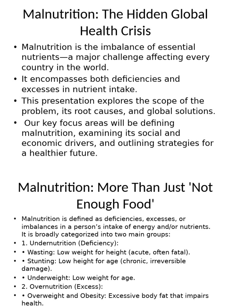 Understanding Global Malnutrition Issues | PDF | Malnutrition | Human ...