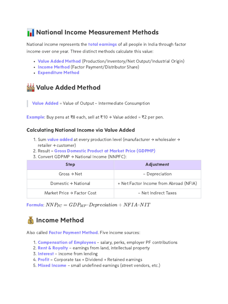National Income Measurement Methods Explained | PDF | Gross Domestic ...