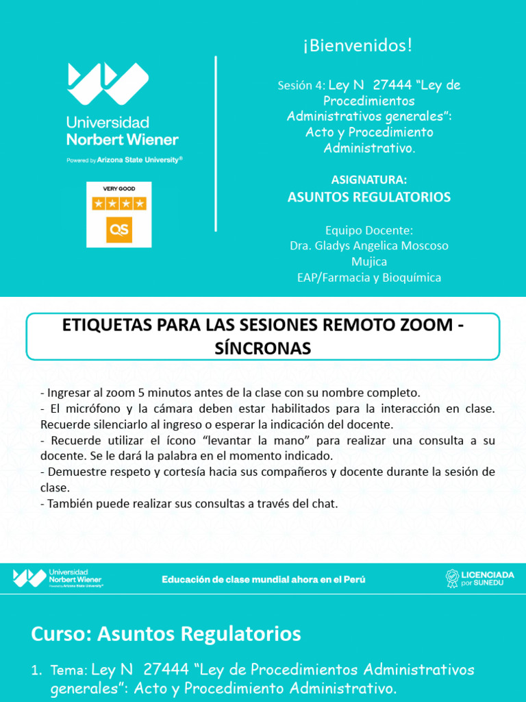UPNW - Sesion 4. Ley #27444 | PDF | Maestros