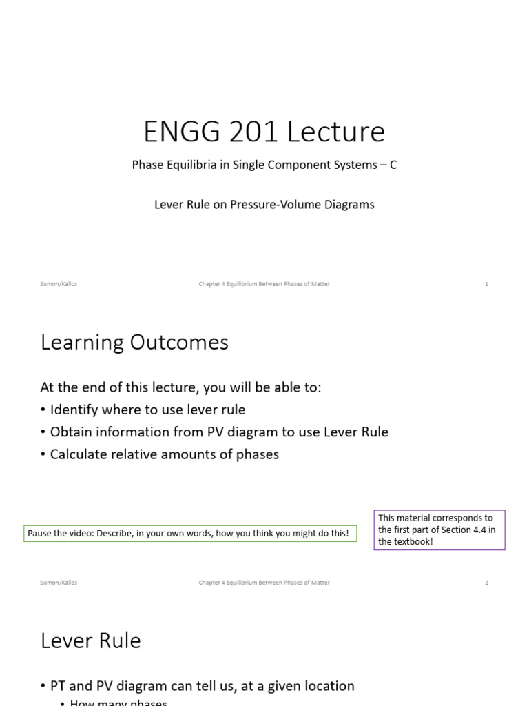 ENGG 201 - Fluid Mechanics Lever Rule On Pressure-Volume Diagrams | PDF ...
