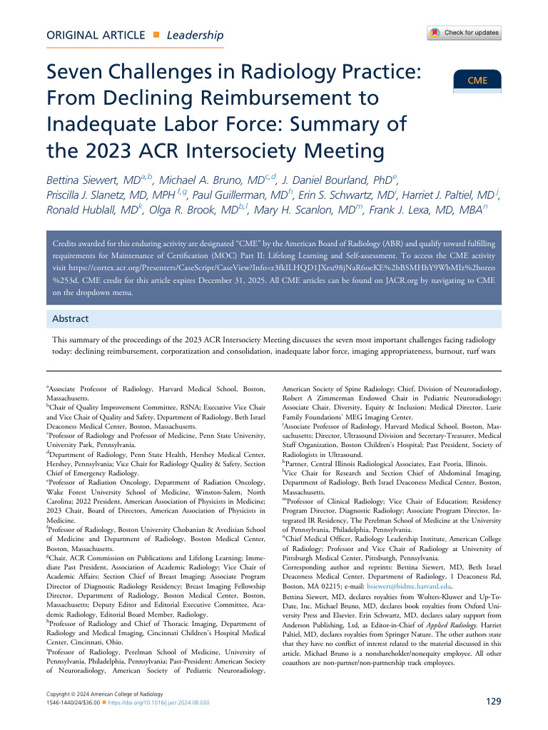 Challenges in Radiology Practice 2023 | PDF | Radiology | Medical Imaging