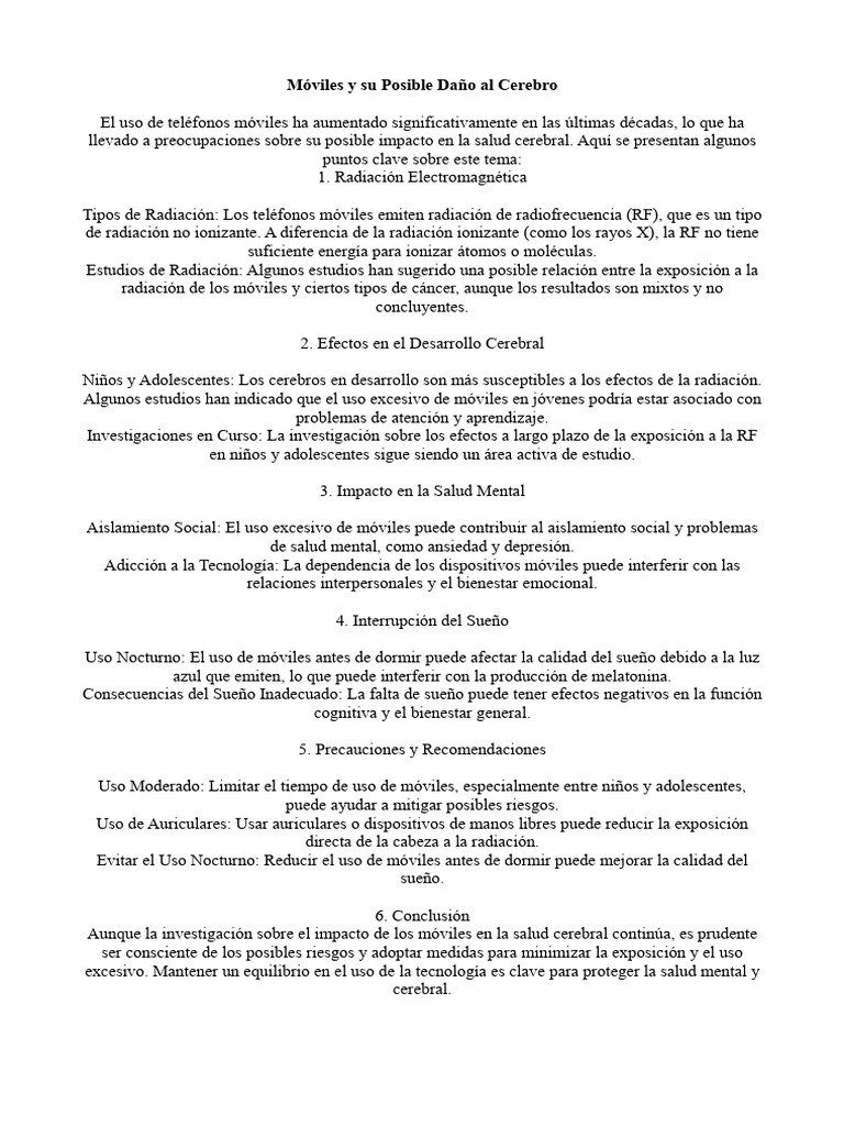 Móviles y su Impacto en la Salud Cerebral | PDF | Radiación | Salud mental