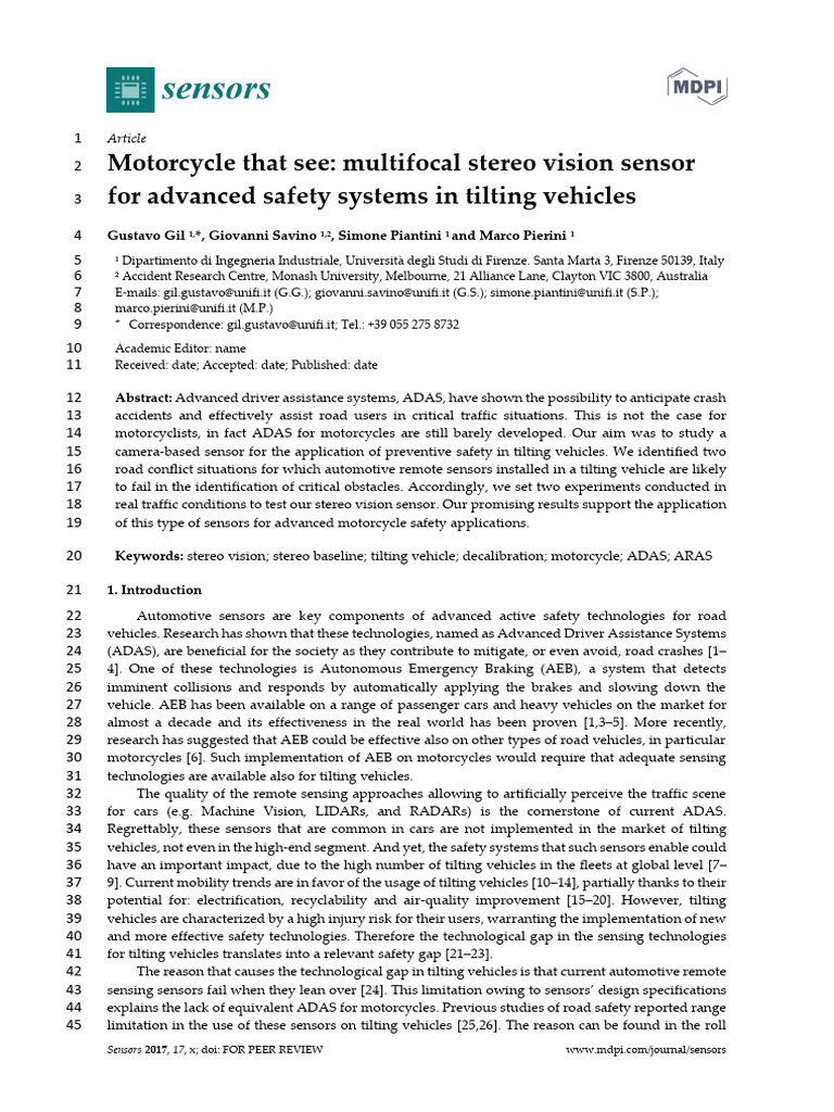 Motorcycle That See: Multifocal Stereo Vision Sensor 3 For Advanced ...