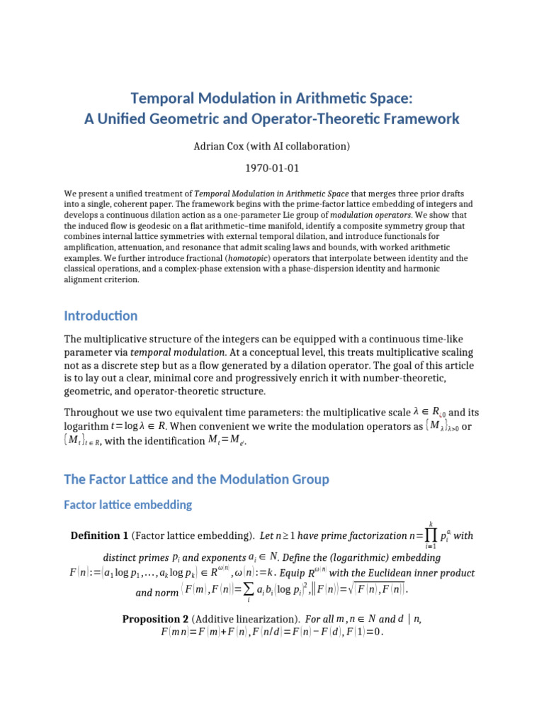 Unified Framework for Temporal Modulation | PDF | Logarithm | Group ...