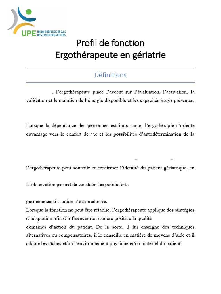 Ergothérapie en gériatrie : rôle et interventions | PDF | Gériatrie ...