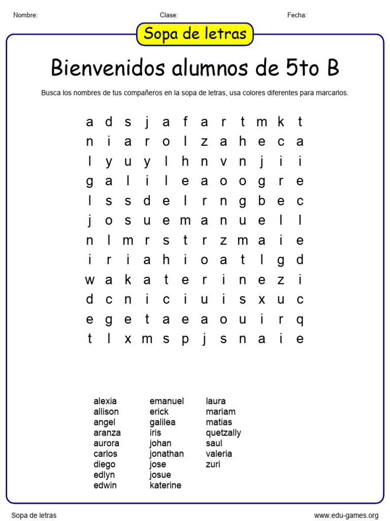 Bienvenidos Alumnos de 5to B | PDF