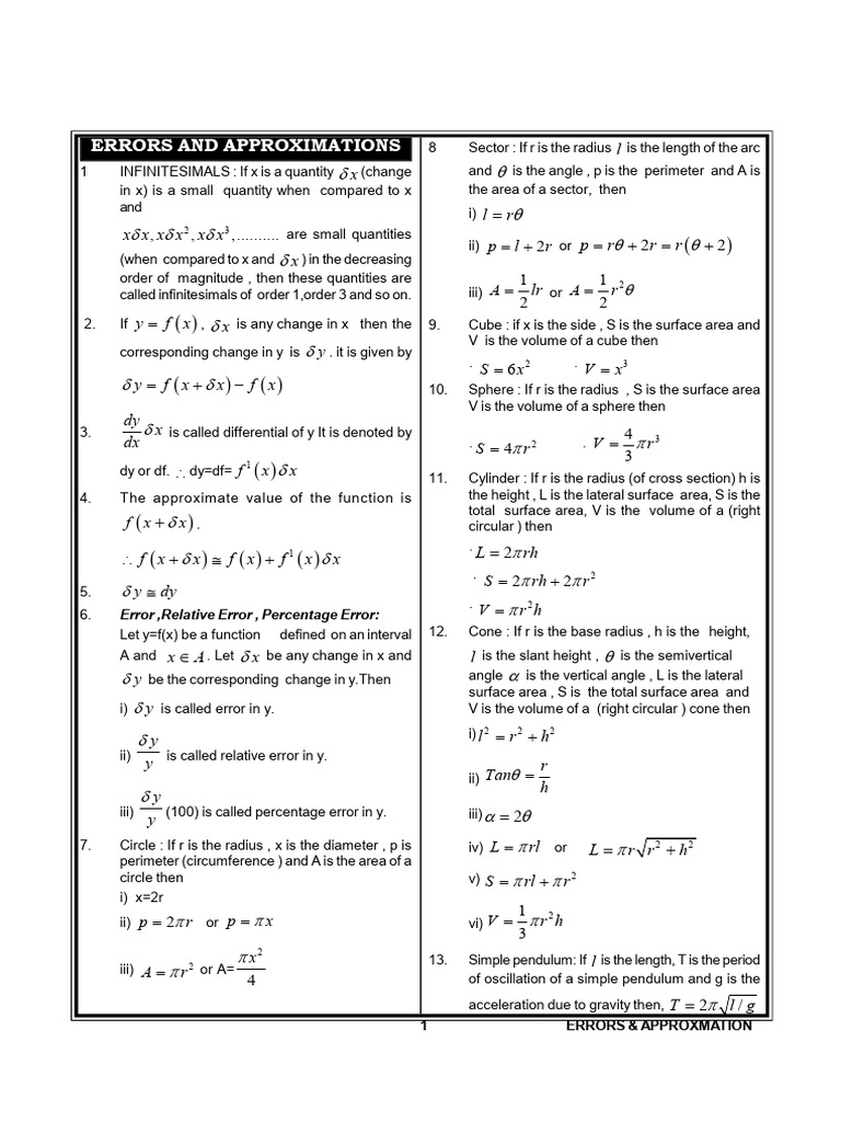 Errors and Approximations in Calculus | PDF | Area | Euclidean Geometry