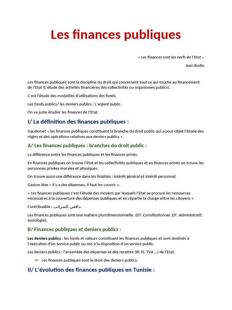Comprendre les Finances Publiques en Tunisie | PDF | Impôts | Loi